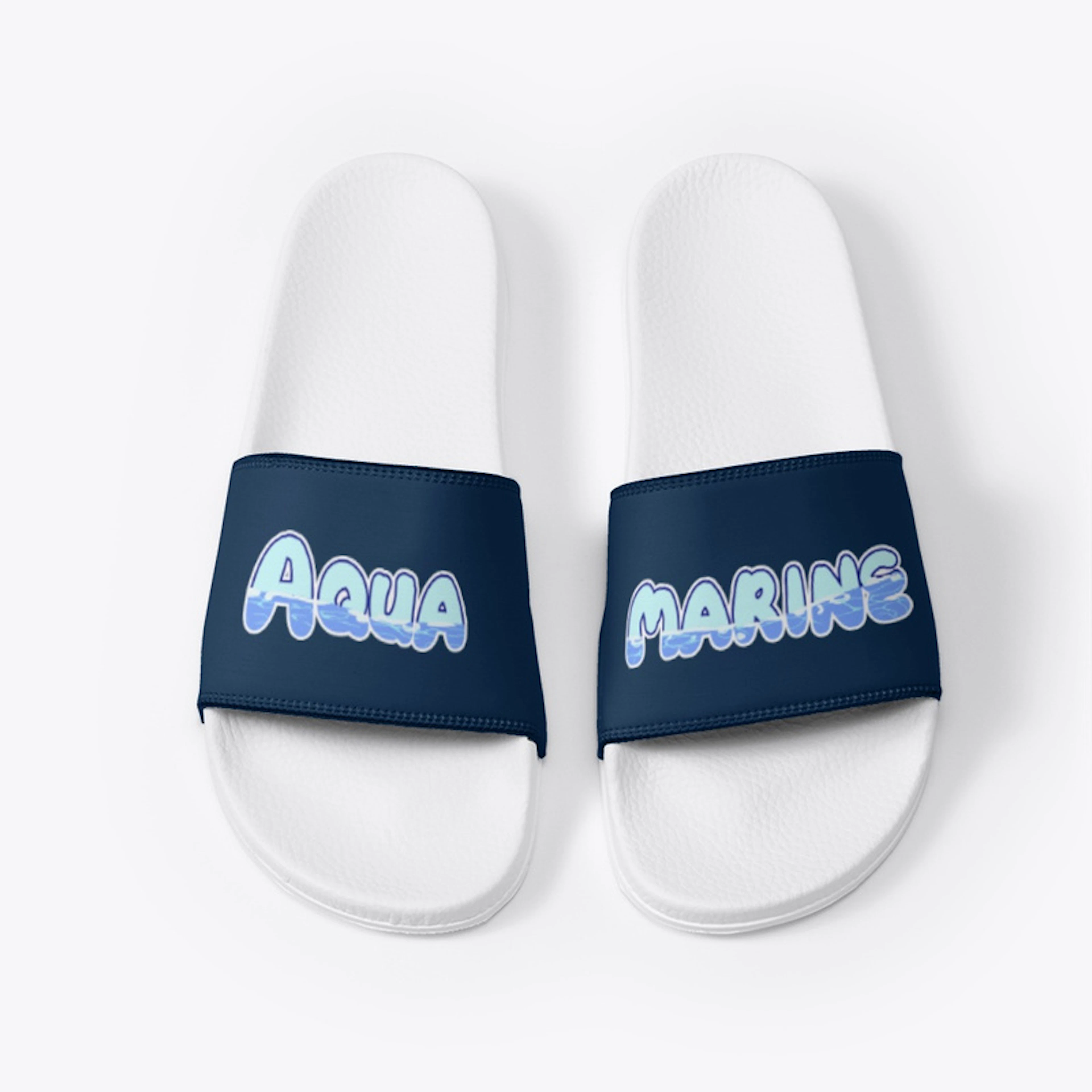 Aquamarine White Slides